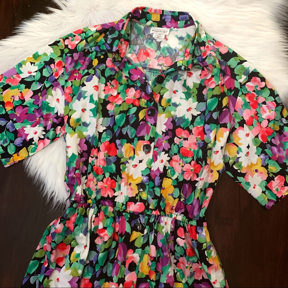 Vintage Floral Button Down Dress